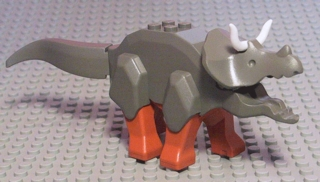 Dinosaur Triceratops with Dark Orange Legs and White Horns