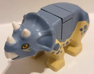 Dinosaur Triceratops Baby with Sand Blue Top with White Horns and Beak Pattern with Brick and Tile