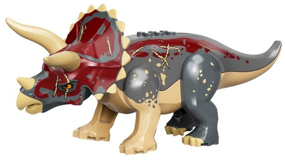 Dinosaur Triceratops with Dark Bluish Gray Back and Dark Red Markings