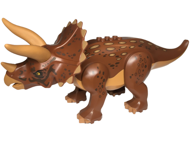 Dinosaur Triceratops with Reddish Brown Back and Medium Nougat and Dark Brown Markings