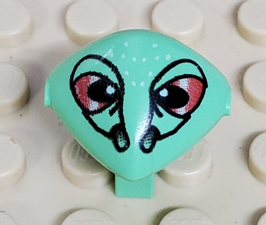 Minifigure, Head, Modified Martian with Clip with Red Eyes Pattern