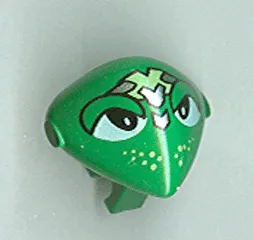 Minifigure, Head, Modified Martian with Clip with Lime and Silver Head Device and Lime Freckles Pattern