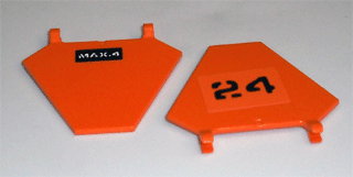 Flag 5 x 6 Hexagonal with Black '24' and White 'MAX.4' on Black Rectangle Pattern on Opposite Sides (Stickers) - Set 7738