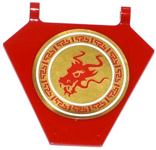 Flag 5 x 6 Hexagonal with Red Dragon Head in Gold Circle Pattern on Both Sides (Stickers) - Set 70728