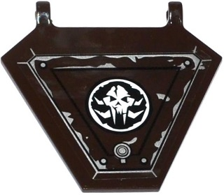 Flag 5 x 6 Hexagonal with Alien Skull in Black Circle, Black Trapezoids and Frost Pattern Model Right Side (Sticker) - Set 70145