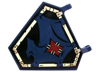 Flag 5 x 6 Hexagonal with Dark Blue Cloth Hung on Yellowish Green Frame and Dark Red Patch Pattern (Sticker) - Set 70732