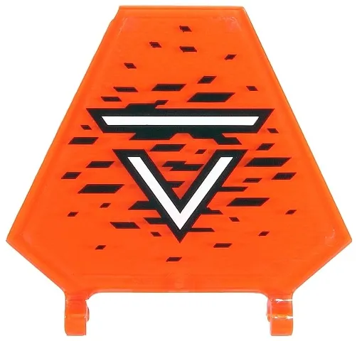 Flag 5 x 6 Hexagonal with White 'V' and Stripe and Black Stripes and Pixels Pattern (Sticker) - Set 71712