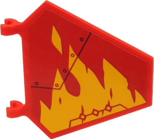 Flag 5 x 6 Hexagonal with Yellow Flames and Black Line and Circles on Red Background Pattern Model Left Side (Sticker) - Set 71704