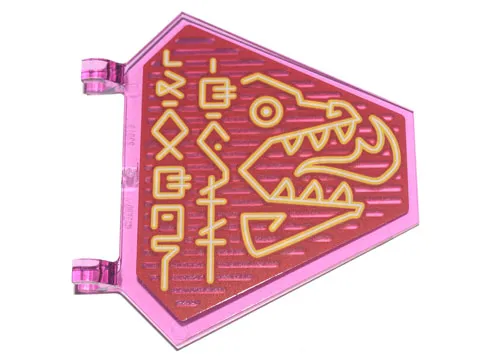 Flag 5 x 6 Hexagonal with Yellow Stylized Neon Ninjago Logogram 'DRAGON GRILL' and Dragon Breathing Fire Pattern (Sticker) - Set 71741