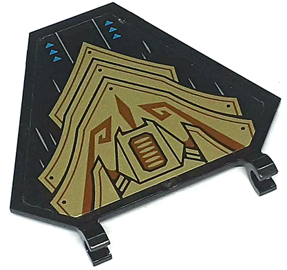 Flag 5 x 6 Hexagonal with Gold Armor Plates with Rivets and Dark Azure Triangles Pattern (Sticker) - Set 71770