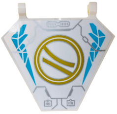 Flag 5 x 6 Hexagonal with Ninjago Logogram Letter Z in Gold Circles, Medium Azure Ice and Silver Hull Plate Outlines Pattern (Sticker) - Set 71791