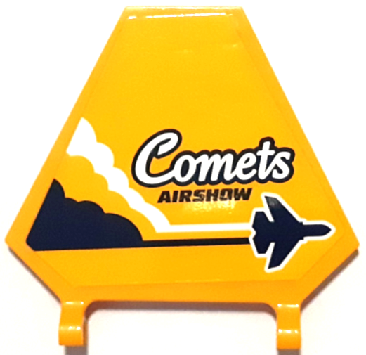 Flag 5 x 6 Hexagonal with Dark Blue and White 'Comets AIRSHOW', Airplane and Vapor Trail Pattern Model Left Side (Sticker) - Set 60289