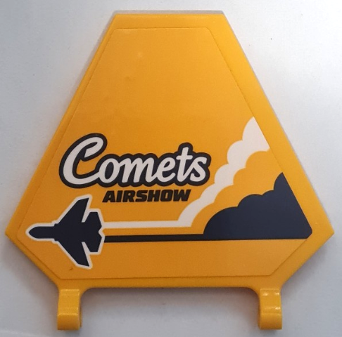 Flag 5 x 6 Hexagonal with Dark Blue and White 'Comets AIRSHOW', Airplane and Vapor Trail Pattern Model Right Side (Sticker) - Set 60289