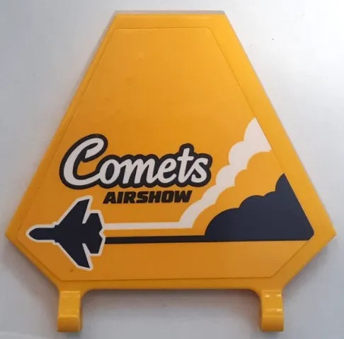 Flag 5 x 6 Hexagonal with Dark Blue and White 'Comets AIRSHOW', Airplane and Vapor Trail Pattern Model Right Side (Sticker) - Set 60289