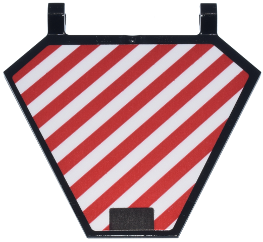 Flag 5 x 6 Hexagonal with Red and White Danger Stripes Sloping Left and Black Rectangle Pattern Model Back (Sticker) - Set 42146