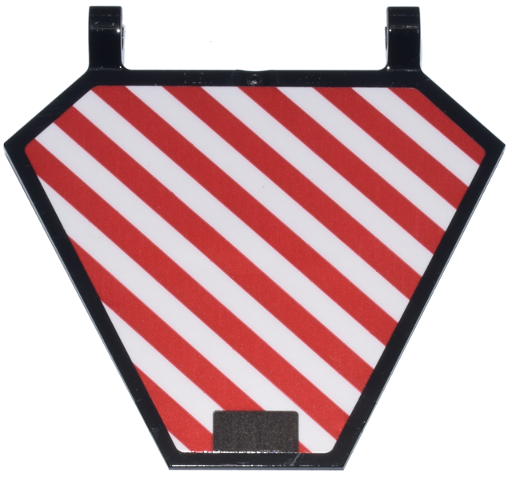 Flag 5 x 6 Hexagonal with Red and White Danger Stripes Sloping Right and Black Rectangle Pattern Model Front (Sticker) - Set 42146