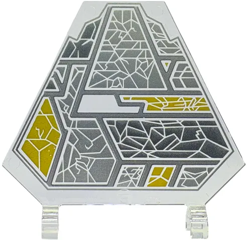 Flag 5 x 6 Hexagonal with Silver, Dark Silver, and Gold Reflective Panel with Geometric Sectors and Hairline Cracks Pattern