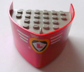 Boat, Hull Smooth Bow 5 x 6 x 3 1/3 with Light Gray Deck with White Stripes and Red 'L' in White/Black/Orange Logo Pattern (Sticker) - Sets 4005 / 4015 / 4025