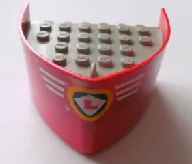 Boat, Hull Smooth Bow 5 x 6 x 3 1/3 with Light Gray Deck with White Stripes and Red 'L' in White/Black/Orange Logo Pattern (Sticker) - Sets 4005 / 4015 / 4025