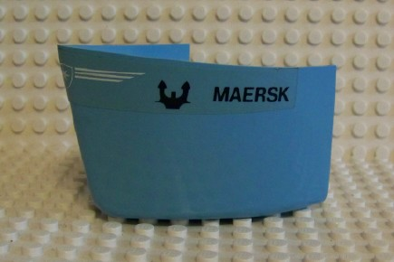 Boat, Hull Smooth Bow 5 x 6 x 3 1/3 with White Deck with Maersk Pattern (Sticker) - Set 1650