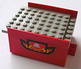 Boat, Hull Smooth Middle 8 x 6 x 3 1/3 with Light Gray Deck with Fire Logo Pattern on Both Sides (Stickers) - Set 4025