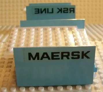 Boat, Hull Smooth Middle 8 x 6 x 3 1/3 with White Deck with Black 'MAERSK' and 'RSK LINE' Pattern (Stickers) - Set 1650