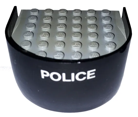 Boat, Hull Smooth Stern 6 x 6 x 3 1/3 with Light Gray Deck with 'POLICE' Pattern (Sticker) - Sets 314-1 / 709-1