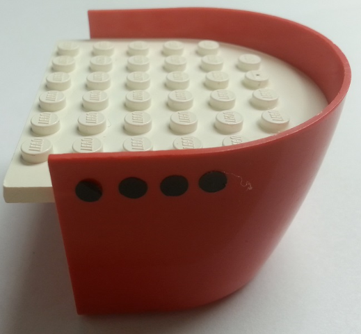 Boat, Hull Smooth Stern 6 x 6 x 3 1/3 with White Deck with 8 Black Dots (Portholes) Pattern (Stickers) - Set 312-3