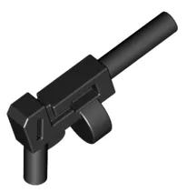 Minifigure, Weapon Gun, Pistol Automatic Long Barrel and Round Magazine (Tommy Gun)