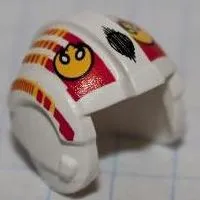 Minifigure, Headgear Helmet SW Rebel Pilot with Yellow Rebel Alliance Symbol, Red and Yellow Stripes Pattern