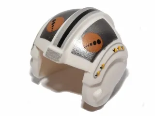 Minifigure, Headgear Helmet SW Rebel Pilot with Flat Silver Rectangles, Medium Nougat and Black Circles Pattern (Theron Nett)