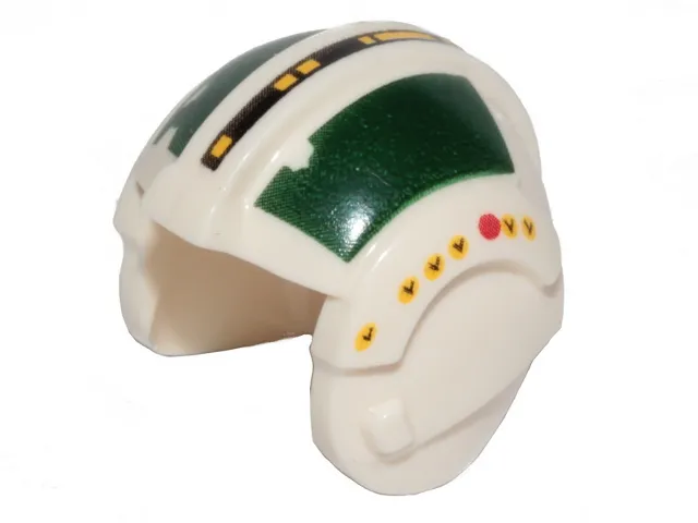 Minifigure, Headgear Helmet SW Rebel Pilot with Dark Green Rectangles Pattern (Wedge Antilles)