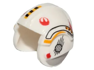 Minifigure, Headgear Helmet SW Rebel Pilot with Red Rebel Logo and Black and Yellow Stripes Pattern (Y-wing Pilot)