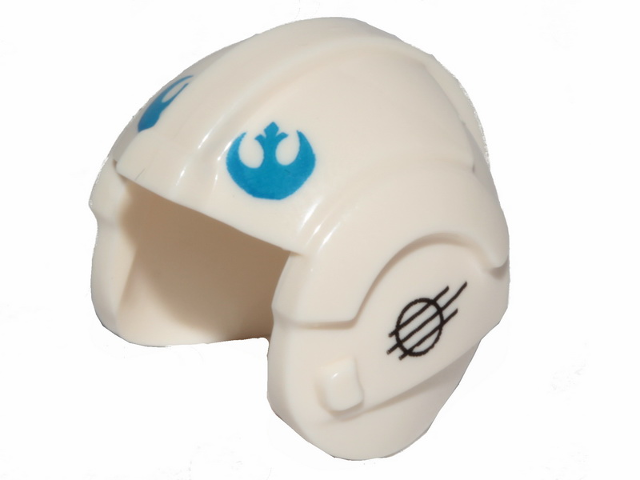 Minifigure, Headgear Helmet SW Rebel Pilot with Blue Rebel Alliance Symbol and Black Stripes with Circle on Sides Pattern
