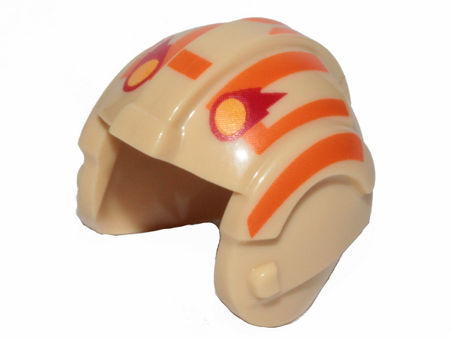 Minifigure, Headgear Helmet SW Rebel Pilot with Orange Stripes and Red Insignia Pattern