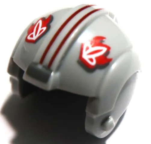 Minifigure, Headgear Helmet SW Rebel Pilot with Red T-16 Skyhopper Pilot Logo and Two Dark Red Stripes Pattern