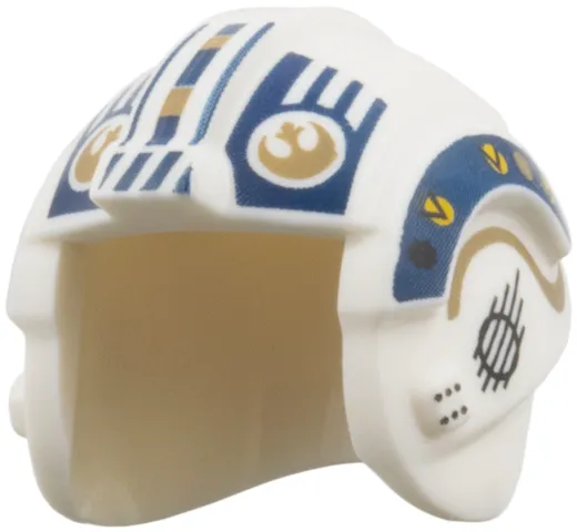 Minifigure, Headgear Helmet SW Rebel Pilot with Dark Blue Panels, Stripes, Dark Tan Rebel Alliance Symbol Pattern