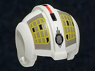 Minifigure, Headgear Helmet SW Rebel Pilot with Yellow Grid on Dark Gray Pattern