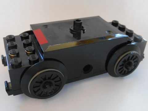 Electric, Train Motor 9V RC Train with Red Stripe Pattern with Black Axles and Wheels (x1688pb01 / 3706 / 55423c01)