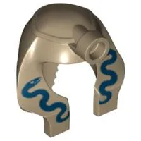 Minifigure, Headgear Headdress Mummy with Dark Blue Snakes Pattern