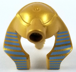 Minifigure, Headgear Headdress Mummy with Medium Blue Stripes on Metallic Gold Surface Pattern