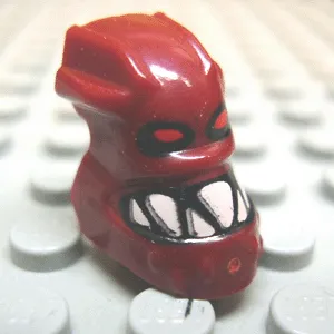Minifigure, Head, Modified Bionicle Piraka Hakann with Eyes and Teeth Pattern