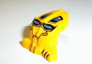 Minifigure, Head, Modified Bionicle Toa Mahri Kongu / Matoro with Blue Eyes Pattern
