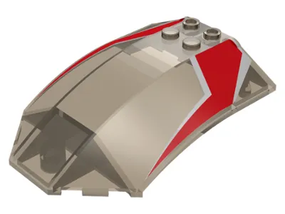 Windscreen 8 x 6 x 2 Curved Sloped Sides with Red and Silver Racing Stripes Pattern