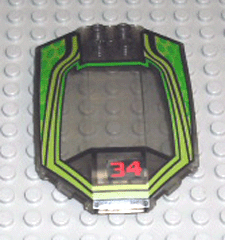 Windscreen 8 x 6 x 2 Curved Sloped Sides with Lime and Green RC Racer and Red Number 34 Pattern (Sticker) - Set 4589