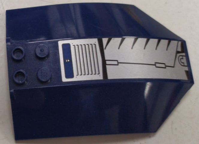 Windscreen 8 x 6 x 2 Curved Sloped Sides with Silver and Black Vent Grille Pattern Model Left Side (Sticker) - Set 8636