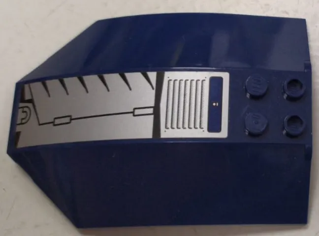 Windscreen 8 x 6 x 2 Curved Sloped Sides with Silver and Black Vent Grille Pattern Model Right Side (Sticker) - Set 8636