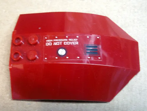 Windscreen 8 x 6 x 2 Curved Sloped Sides with 'HIGH PRESSURE RELIEF DO NOT COVER' and Black Grille Pattern Model Right Side (Sticker) - Sets 7298 / 7477