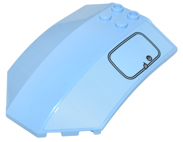 Windscreen 8 x 6 x 2 Curved Sloped Sides with Black Panel Outline with Silver Latch and Keyhole on Bright Light Blue Background Pattern (Sticker) - Set 10298