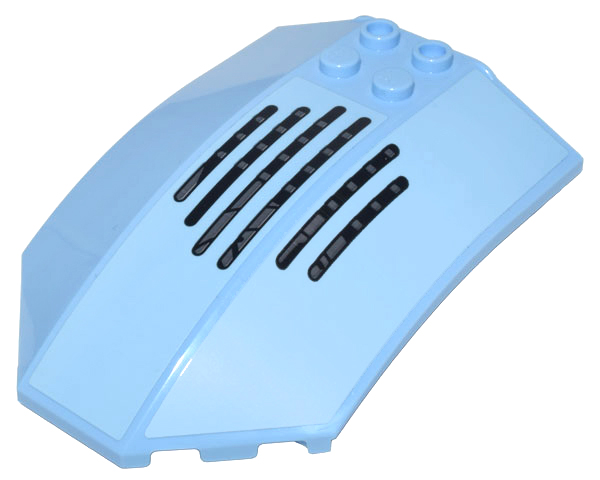 Windscreen 8 x 6 x 2 Curved Sloped Sides with Black and Dark Bluish Gray Vents on Bright Light Blue Background Pattern (Stickers) - Set 10298